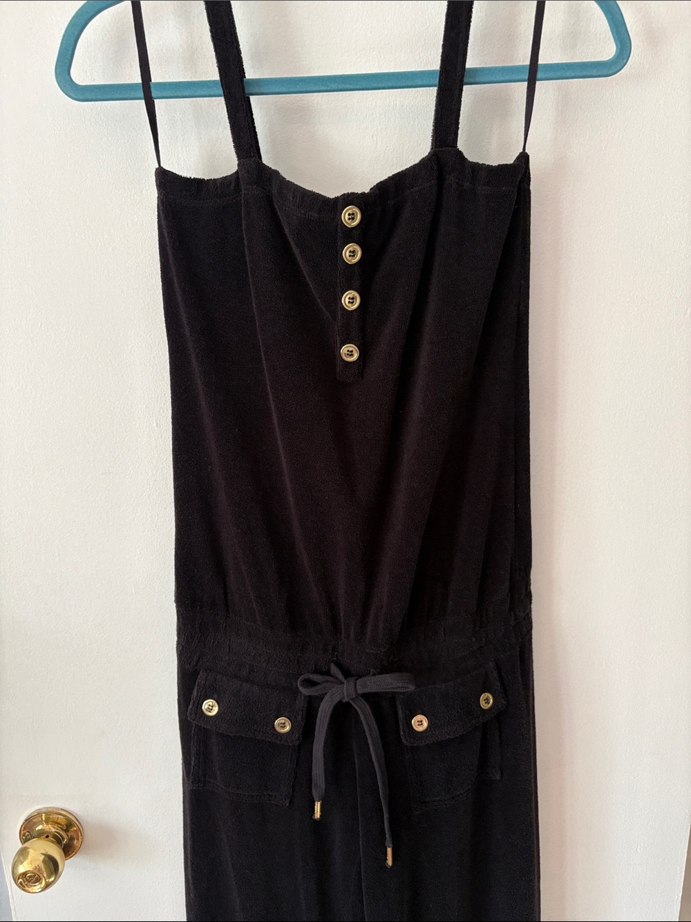Juicy Couture Y2K Vintage Terry Cloth Black Wide-Leg Romper